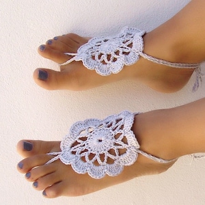 Flower lace barefoot sandals Crochet foot jewelry Footless sandals afbeelding 3