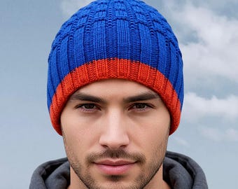 Royal Blue handknit hat - Alpaca Wool unisex beanie