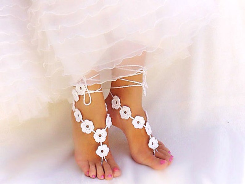 Black crochet barefoot sandals Flower barefoot Wedding sandals image 6