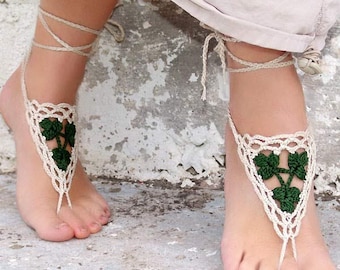 Beach barefoot sandals Foot wear decoration Bridal foot jewelry Lace barefoot Beach wedding sandals Crochet foot jewelry Footless sandals