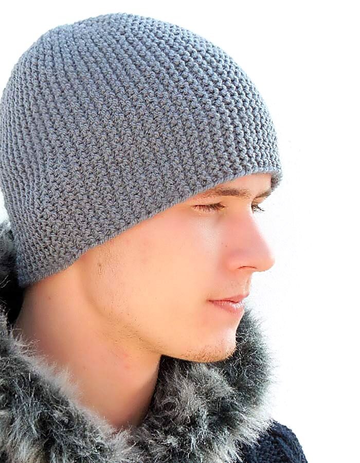 Grey Warm Mens' Knitted Hat Winter hat Men's Knit | Etsy