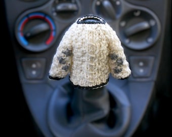 Gear shift cover Car charm Folklore cardigan inspired Crochet shifter wrap Gear shift sweater Music lover gift Steering wheel cover Seatbelt