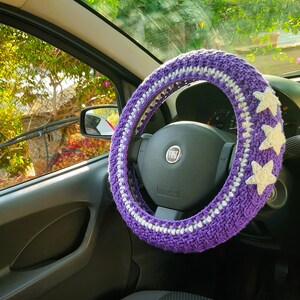 Purple Steering wheel cover Seat belt cover Car wheel cover Car accessories for teens image 8