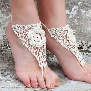Crochet lace barefoot sandals Foot fetish Footless sandals Flower barefoot Beach foot jewelry Bridal barefoot Soleless sandals image 7