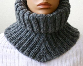 Turtleneck dickey Gray infinity neck warmer Alpaca wool scarf for men Dickie collar