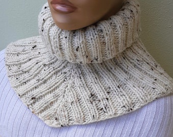 Knit neck gaiter Handmade tweed scarf Turtleneck collar Neck warmer for men Fathers day gift