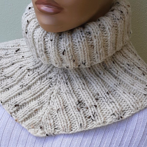 Knit neck gaiter Handmade tweed scarf Turtleneck collar Neck warmer for men Fathers day gift