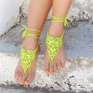 Peach Coral barefoot sandals Crochet footless sandals Sexy foot jewelry Lace barefoot Bottomless sandals wedding Foot fetish jewelry image 4