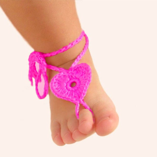 Hot Pink barefoot sandals Baby anklet Crochet sandals Kids barefoot Footless sandals