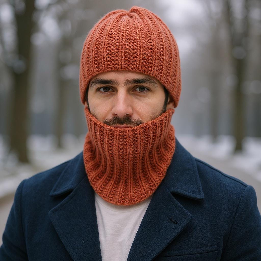 Wool Neck Gaiter Tube Scarf Winter Mens Beanie Scarf and Hat Set