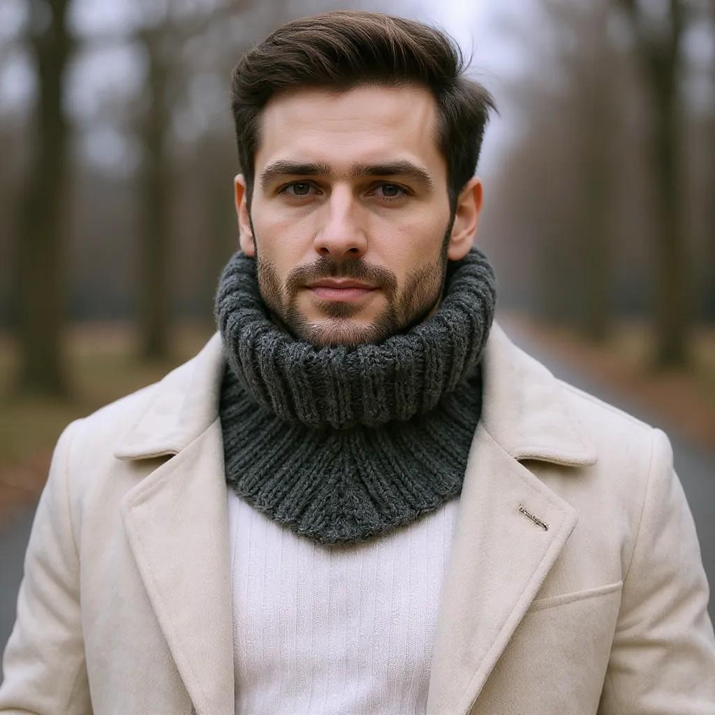 Turtleneck Dickey Gray Infinity Neck Warmer Alpaca Wool Scarf for