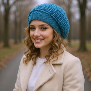 Knit beret Womens oversized hat Crochet hat Beret for women Chemo beanie Slouchy hat Alpaca gifts Cream beret Unique knit hat Beret hat image 6