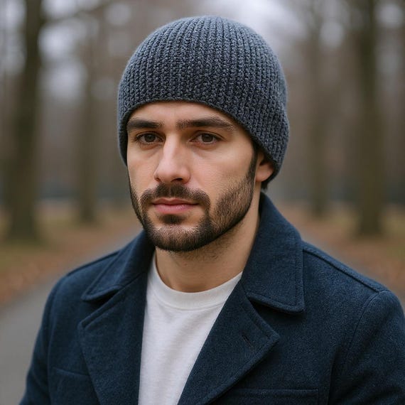 Gray Alpaca Wool Hat Knit Hat Fisherman Beanie Fitted Ski Hat