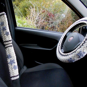 Purple Steering wheel cover Seat belt cover Car wheel cover Car accessories for teens image 10