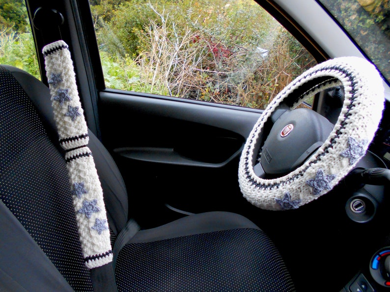 Purple Steering wheel cover Seat belt cover Car wheel cover Car accessories for teens image 10