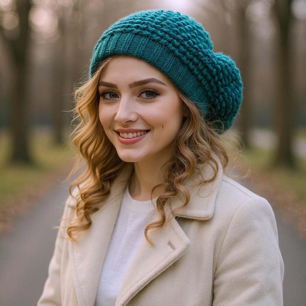 Handmade Alpaca Knit Beret – Dark Chocolate Brown Winter Hat  display picture 3