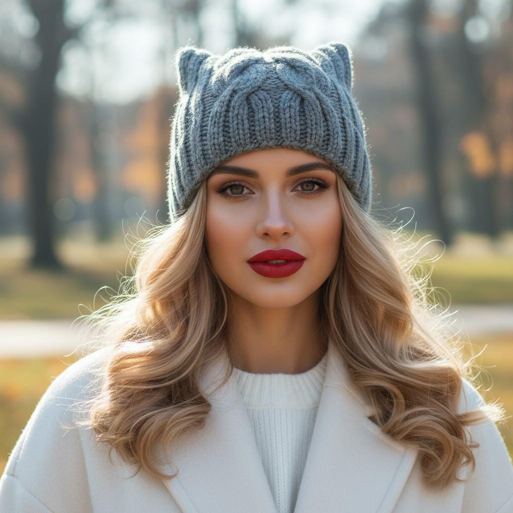 YAMEIZE Elegante Cat Beanie Cappelli a Maglia - per Donna Uomo