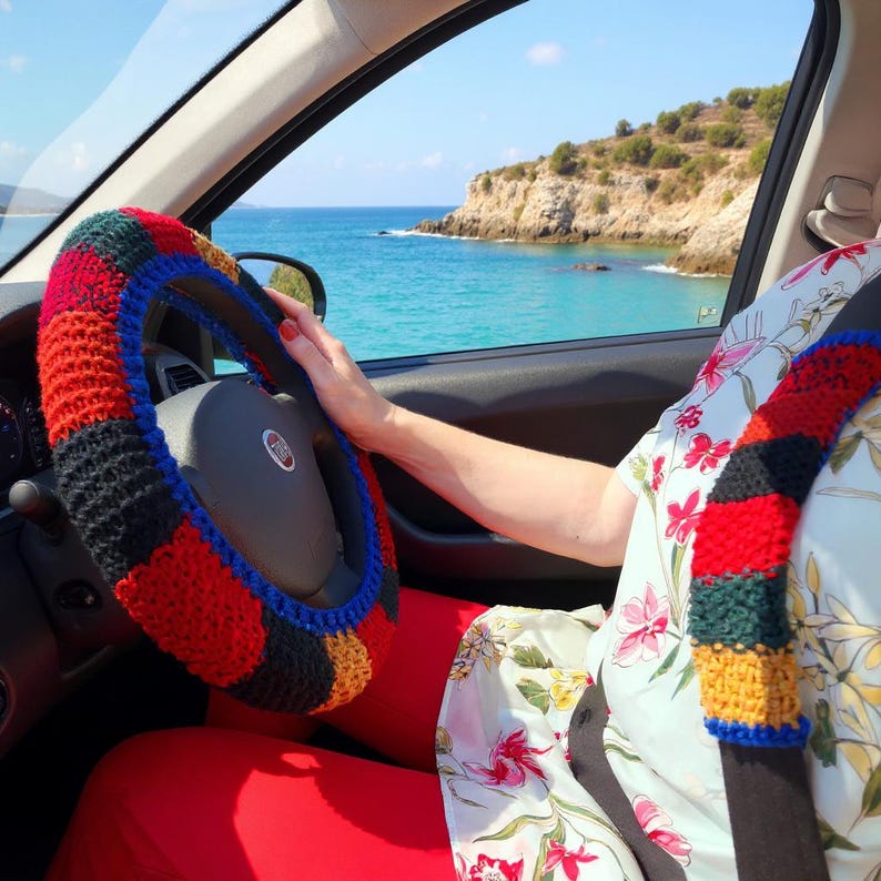 Seat belt cover Car accessories Steering wheel cover Aesthetic car accessories for teens image 9