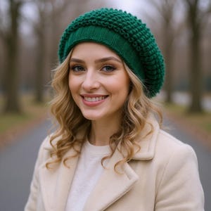 Knit beret Womens oversized hat Crochet hat Beret for women Chemo beanie Slouchy hat Alpaca gifts Cream beret Unique knit hat Beret hat image 7