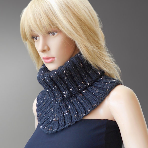 Black neck warmer Head scarf Neck gaiter for women Versatile scarf Knit dickie Tutleneck collar