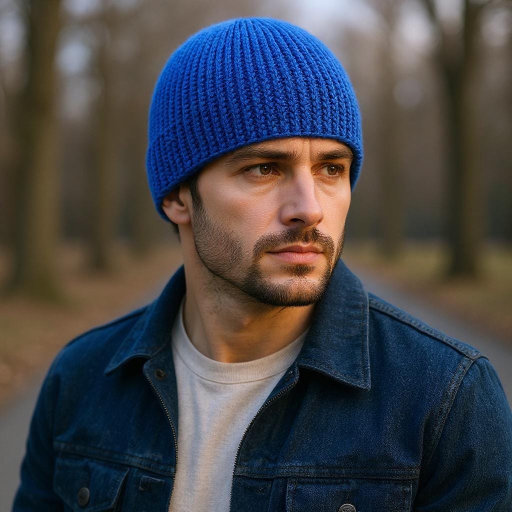 Mens Beanie Alpaca Hat Fisherman Beanie Knit Chemo Hat Sky Blue