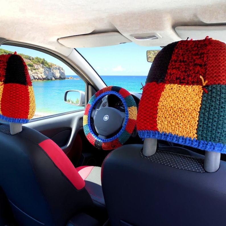 Steering wheel cover Car guy gift Car accessories for teens Colorful car decor Crochet steering wheel image 10