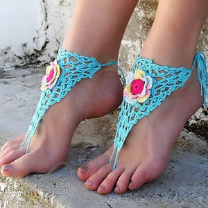 Crochet lace barefoot sandals Foot fetish Footless sandals Flower barefoot Beach foot jewelry Bridal barefoot Soleless sandals image 10