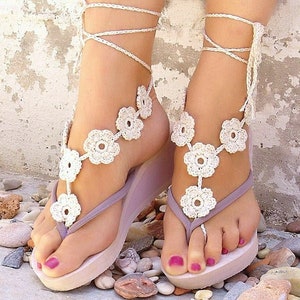 Barefoot sandals Footless sandals Crochet foot jewelry image 6
