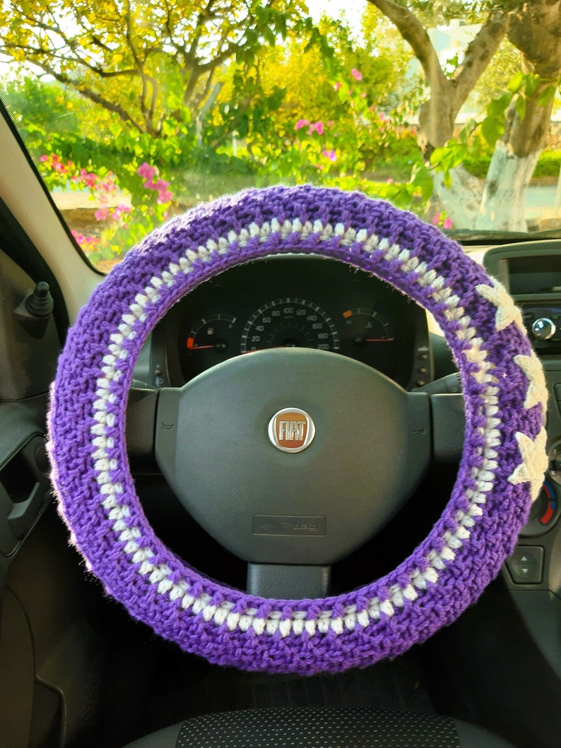 Purple Steering wheel cover Seat belt cover Car wheel cover Car accessories for teens image 4