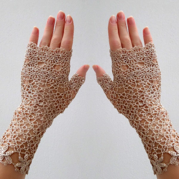 Lace fingerless gloves Wedding Boho gloves Womens fingerless mittens Ivory lace gloves