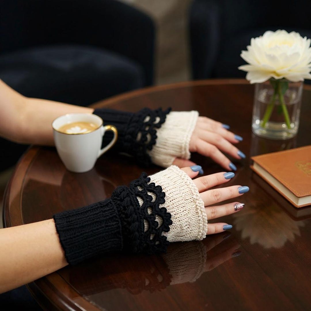 Dark Academia Gloves Knit Hand Cuffs Boho Gloves Half Finger