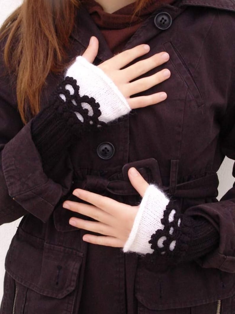 Dark Academia Gloves Knit Hand Cuffs Boho Gloves Half Finger Etsy