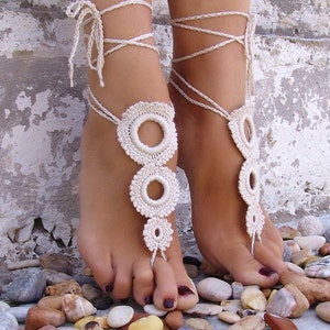Ivory lace barefoot sandals Footless sandals footless sandals Bottomless sandals Wedding barefoot image 3