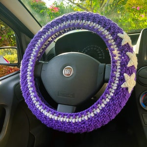 Purple Steering wheel cover Seat belt cover Car wheel cover Car accessories for teens image 2