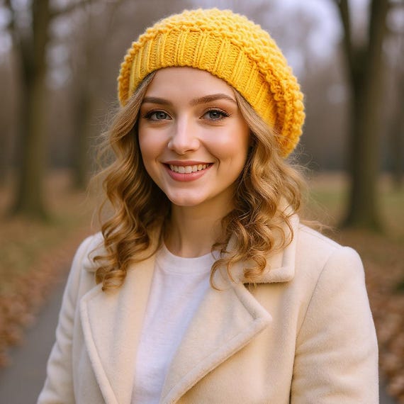 Green Beret Handmade Alpaca Hat Hand Knit Beret Gift for Her  display picture 1