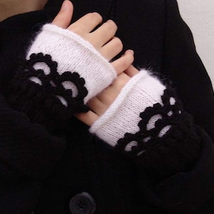 Dark academia gloves Knit hand cuffs Boho gloves Half finger gloves Alpaca wool gloves