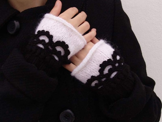 Dark Academia Gloves Knit Hand Cuffs Boho Gloves Half Finger