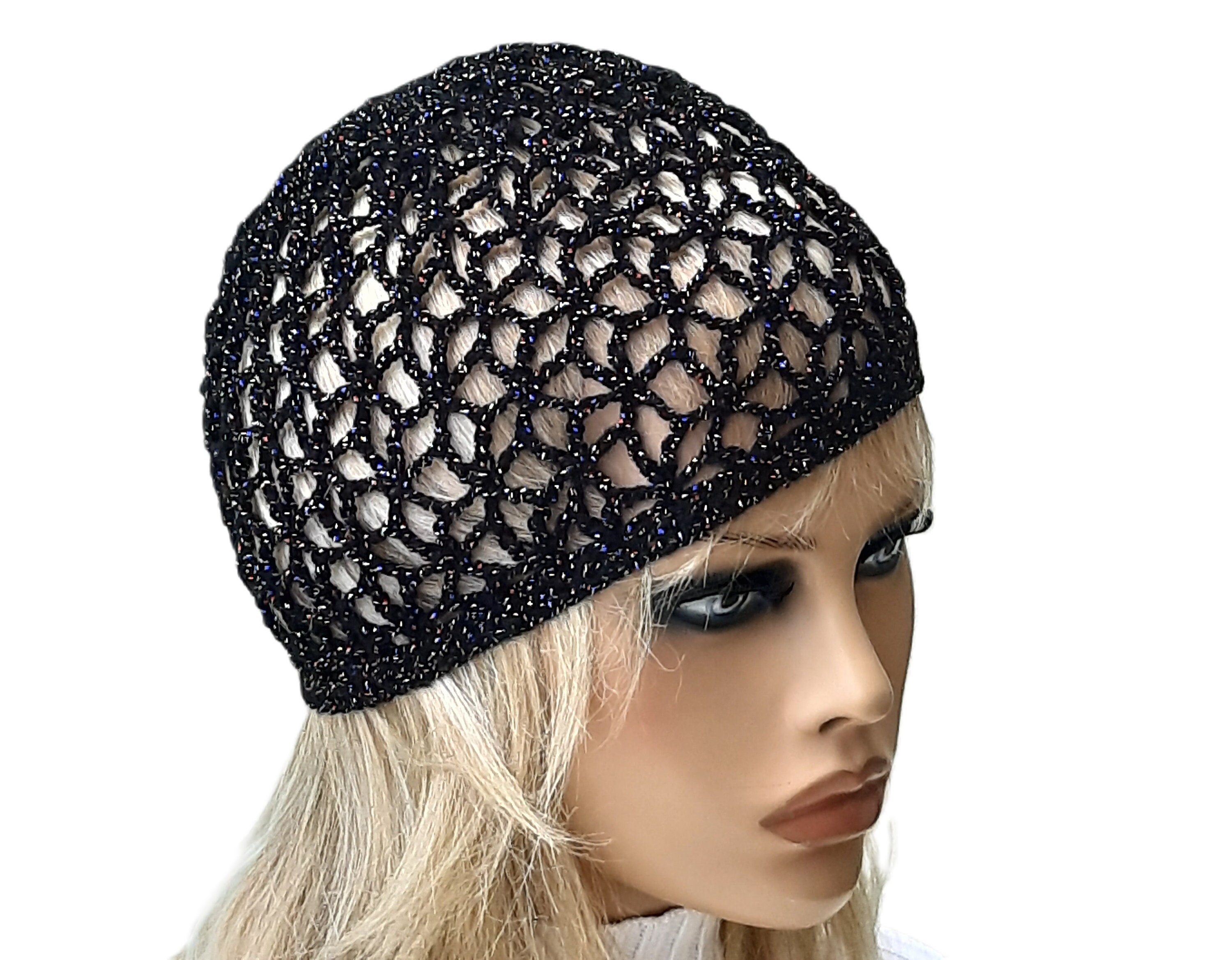 Sparkle Hat Summer Beanie Black Lace Hat Crochet Mesh Hat - Etsy Sparkle Hat Summer Beanie Black Lace Hat Crochet Mesh Hat - Etsy