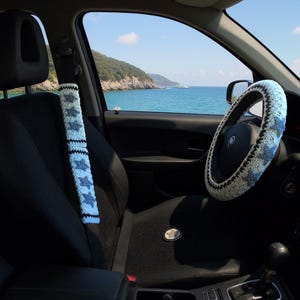 Car wheel cover cardigan inspired Steering wheel cover Seat belt cover Car decor for teens 画像 10