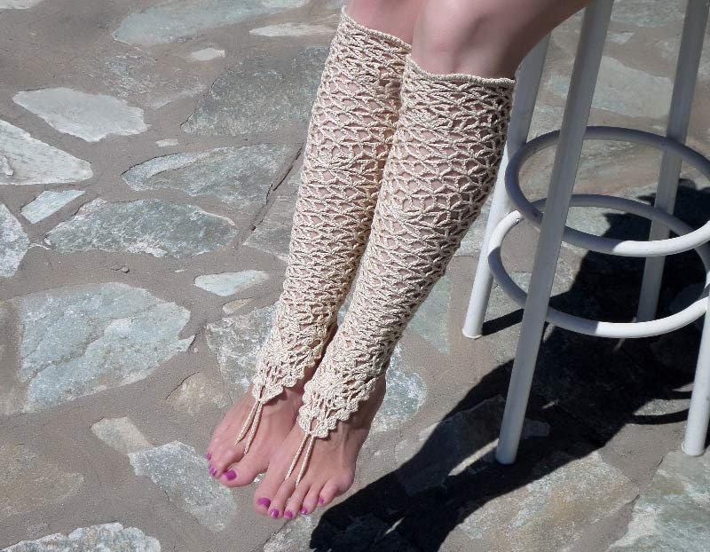 Leg Warmers With Fringe and Buttons Crochet Fashion Leggings by