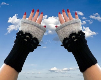 Arm warmers womens Knit fingerless gloves Crochet hand cuffs