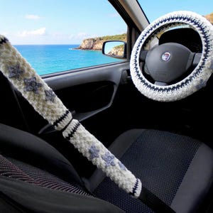 Car accessories Steering wheel cover Seat belt cover Star embroidered folklore inspired
