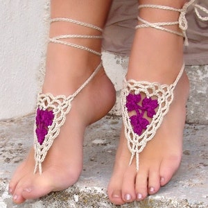Footless sandals Lace foot jewelry White Blue barefoot sandals Boho barefoot Wedding barefoot Crochet foot jewelry Foot fetish jewelry image 10