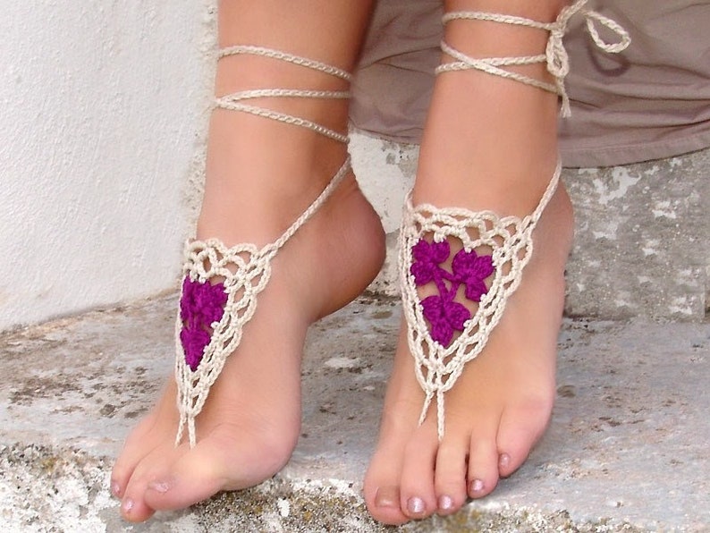 Footless sandals Lace foot jewelry White Blue barefoot sandals Boho barefoot Wedding barefoot Crochet foot jewelry Foot fetish jewelry image 10