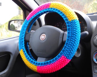 Cute car accessories Interior car decor Steering wheel cover Pansexual gift Pride flags