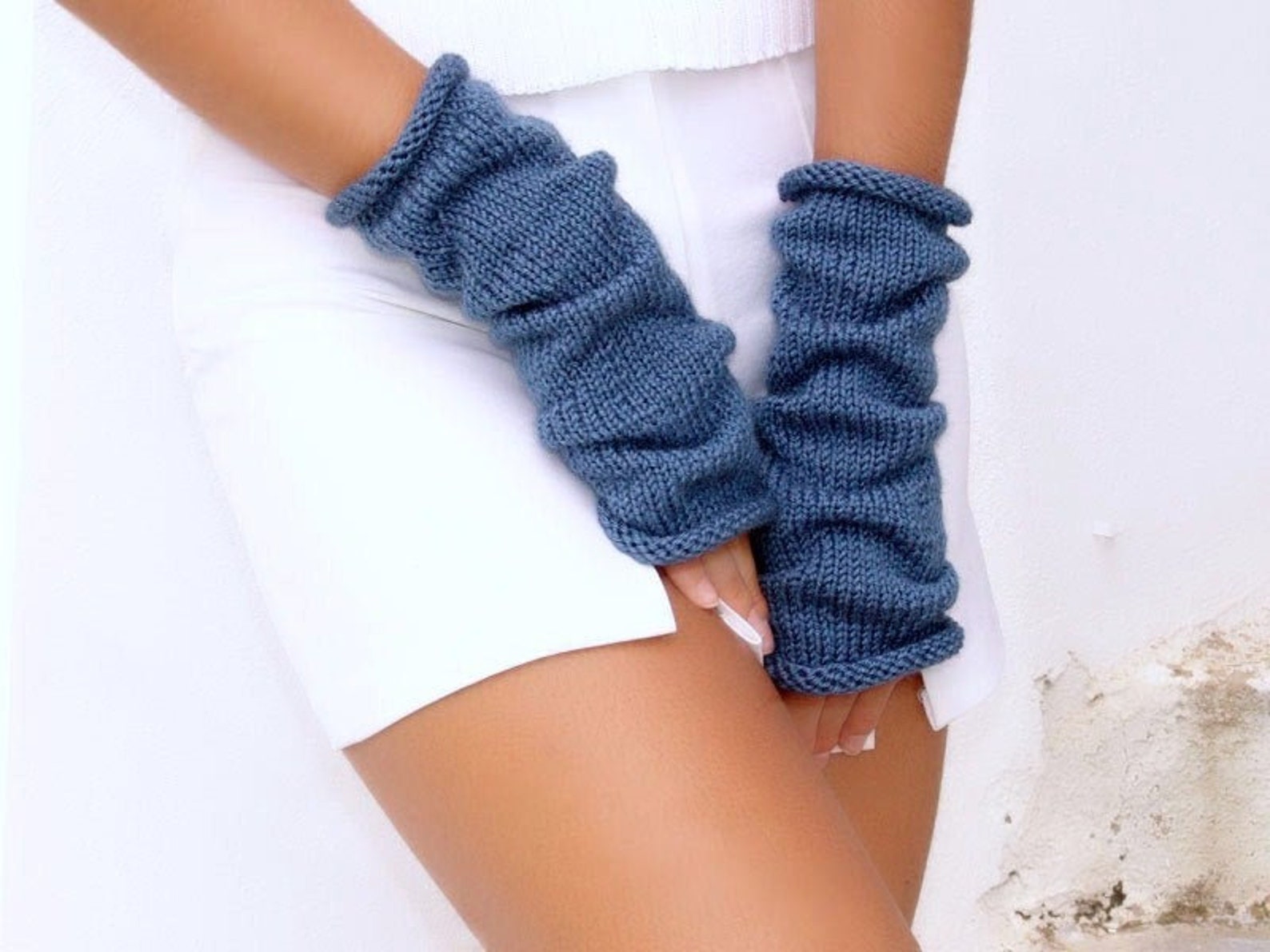 Alpaca Arm Warmers Green Knit Mittens Half Finger Gloves Etsy