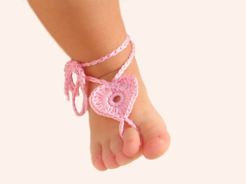 thumbnail image 2 of Crochet Baby Barefoot Sandals - Handmade Cotton Lace Footless Sandals 2 of 14