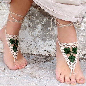 Footless sandals Lace foot jewelry White Blue barefoot sandals Boho barefoot Wedding barefoot Crochet foot jewelry Foot fetish jewelry image 3