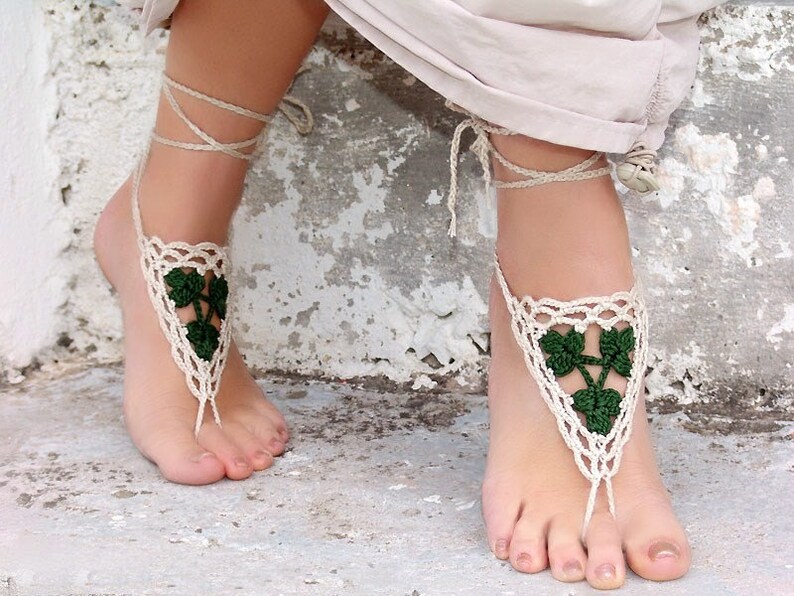 Footless sandals Lace foot jewelry White Blue barefoot sandals Boho barefoot Wedding barefoot Crochet foot jewelry Foot fetish jewelry image 3