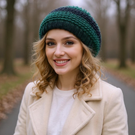 Alpaca Wool Beret Slouchy Beanie Women Handmade Winter Hat  display picture 2